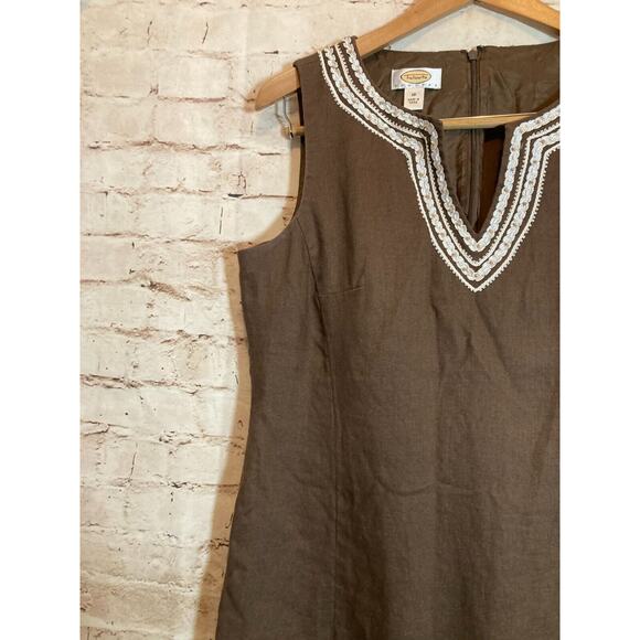 Talbots Brown Mini Dress with White Trim - Picture 6 of 15